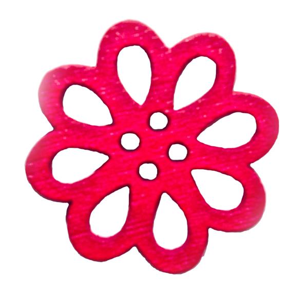 Kids button as blossom of wood in red 20 mm 0,79 inch